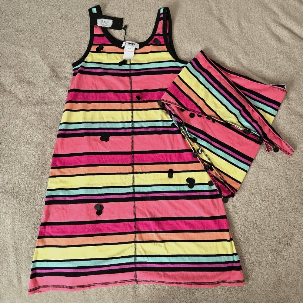Sonya Rykiel striped girls multi color dress size 10 and OS bandana set